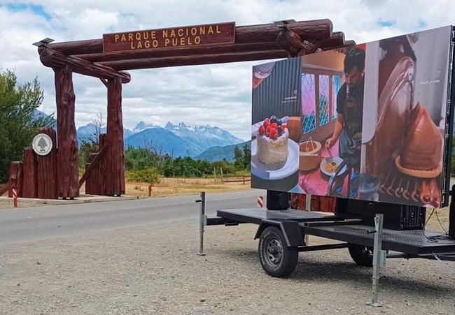 华邦瀛阿根廷项目案例：P3.91户外租赁屏装在拖车上，8㎡轻松应对游泳赛事